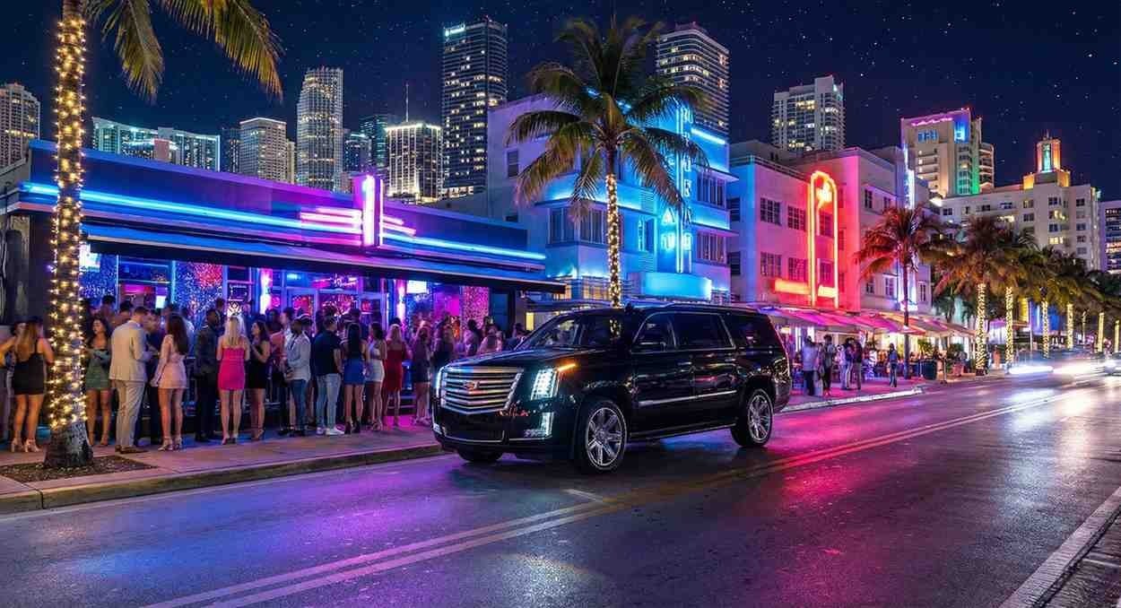 South Beach glowing at night